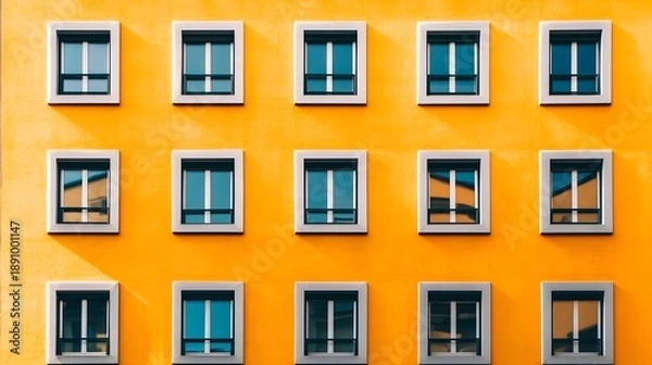Obraz Orange building facade with repeating window pattern