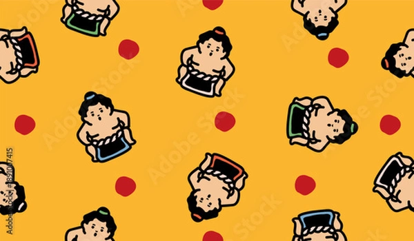 Fototapeta Cute sumo pattern background vector design