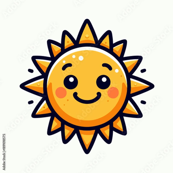 Obraz Beautiful smiling sun cartoon vector illustration