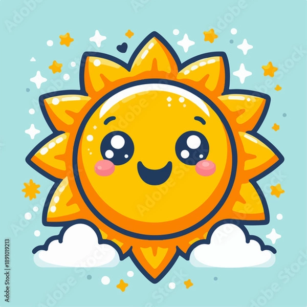 Obraz Beautiful smiling sun cartoon vector illustration