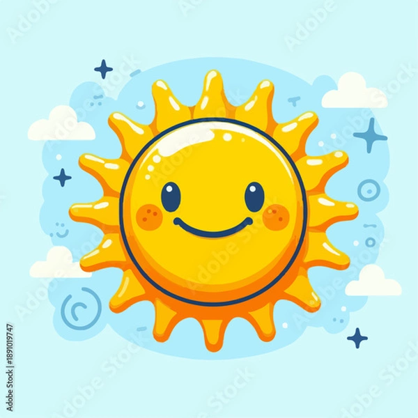 Obraz Beautiful smiling sun cartoon vector illustration