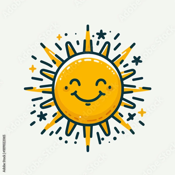 Obraz Beautiful smiling sun cartoon vector illustration