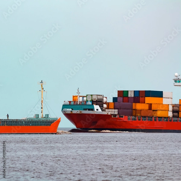 Fototapeta Orange cargo ship