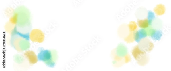 Obraz 黄緑と黄色や水色の淡い水彩のにじむテクスチャ素材