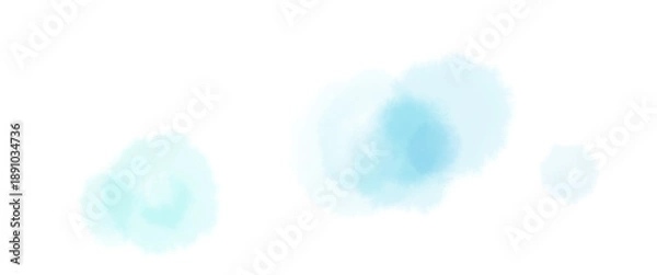 Obraz 水色の濃淡の水彩の水玉のにじむバナーテクスチャ素材