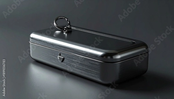 Fototapeta Metallic rectangular case with loop, keyhole, and textured surface