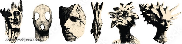 Obraz Haftoon Effect Surreal Mask Face Illustration