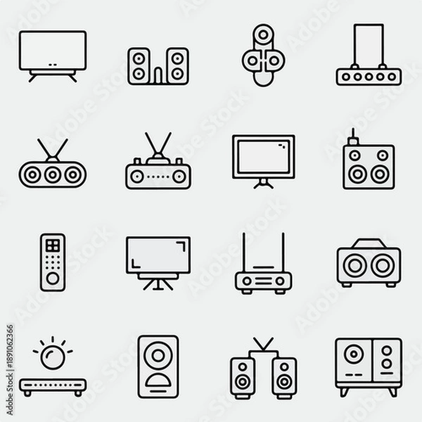 Obraz Minimalist Home Electronics Line Icon Set