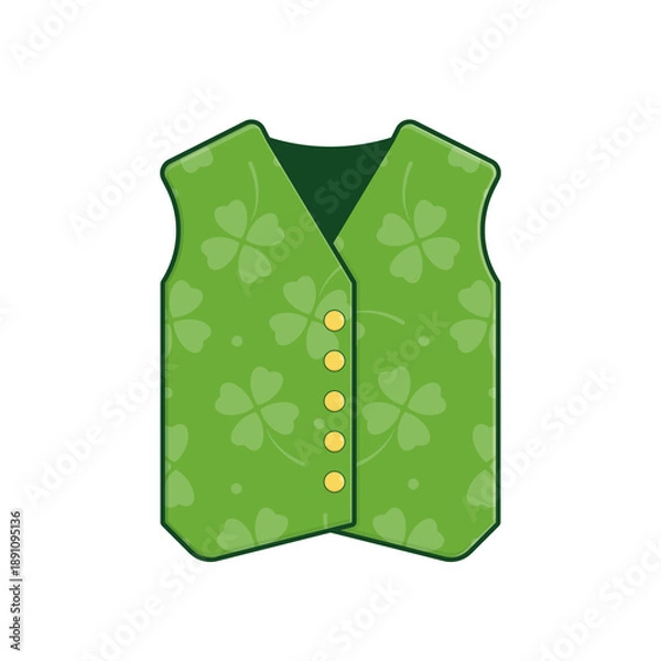 Obraz Green Vest with Clover Pattern cartoon cute