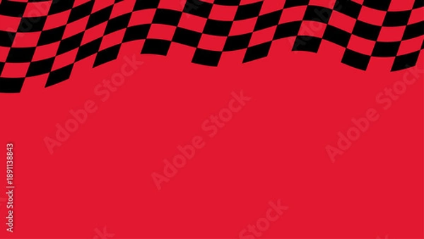 Obraz Red and Black Checkered Flag Waving Background.