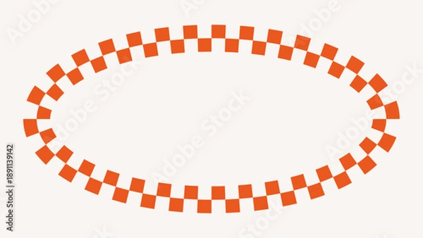 Obraz Orange Checkered Oval Frame on White Background.