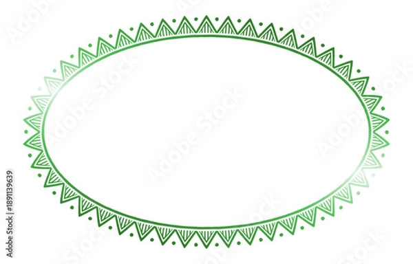 Obraz Green Oval Frame with Geometric Tribal Pattern.