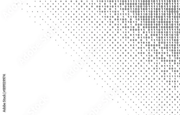 Obraz Binary Code Halftone Pattern on White Background.