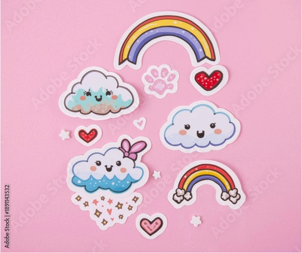 Fototapeta rabbit with rainbow