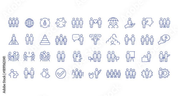 Obraz Human interaction icon set. Editable line icons. Vector illustration.