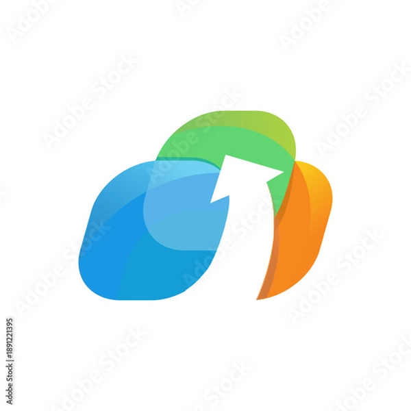 Obraz Cloud Technology Logo with Arrow – Data Transfer and Cloud Computing Icon