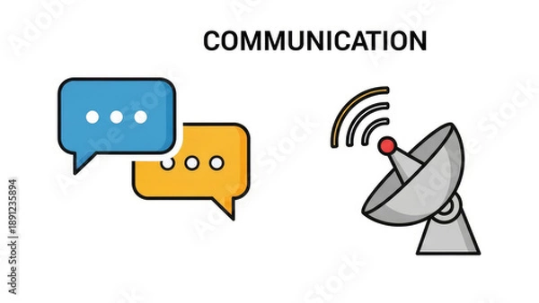 Obraz Communication Concept with Speech Bubbles and Satellite Dish.