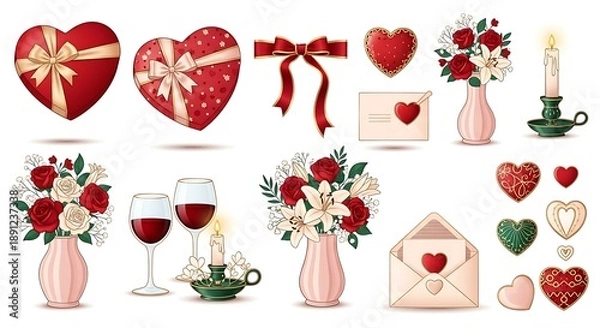 Fototapeta Valentines day elements collection
