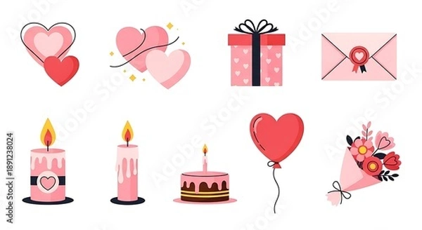 Fototapeta Valentines day vector elements