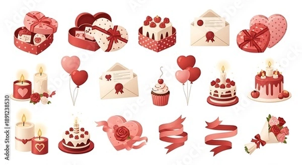 Fototapeta Valentines day vector set