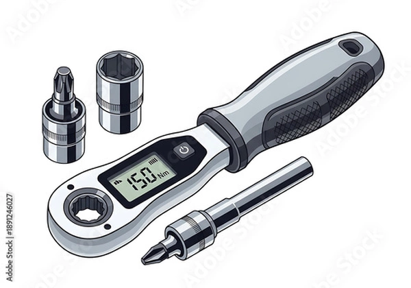 Obraz Digital Torque Wrench Tool with Bits.