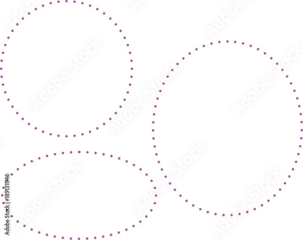 Fototapeta ピンク色の点線の丸と楕円のセット。広いテキストスペース。