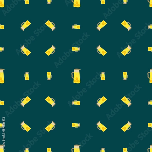 Obraz Refreshing Lemonade Pitcher and Glass Seamless Pattern