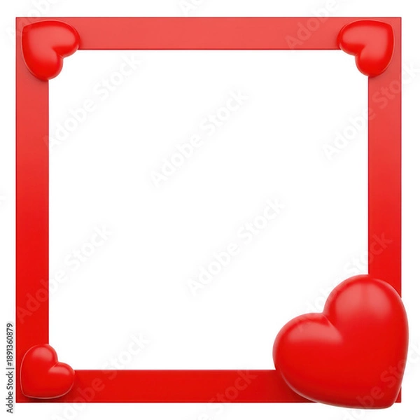 Obraz Red heart frame border isolated on transparent background