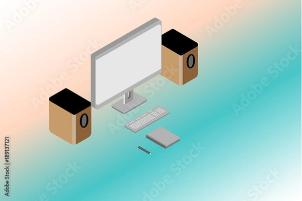 Fototapeta computer and tool , Modern flat design graphic elements for web banners , work