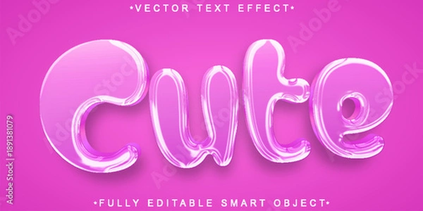 Obraz  Cute Adorable Kawaii Typography Vector Fully Editable Smart Object Text Effect