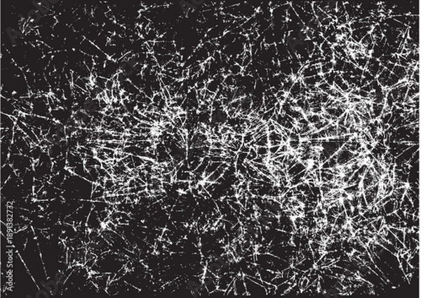 Obraz デジタル接続の抽象背景：黒背景に浮かぶ白い神経回路とネットワーク、和風のカスレ