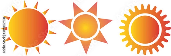 Obraz Sun Icon Set Gradient Weather Solar Energy Vector