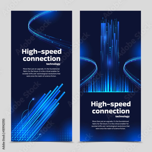 Obraz Digital technology elements collection with glowing data shapes