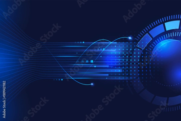 Obraz High speed technology vertical poster with data flow