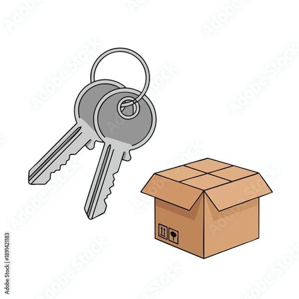 Obraz Keys and Delivery Box Illustration