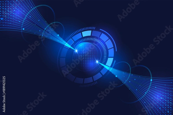 Obraz Symmetrical data flow banner with glowing center