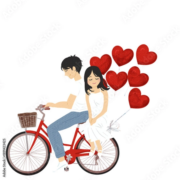 Obraz Couple riding a bicycle