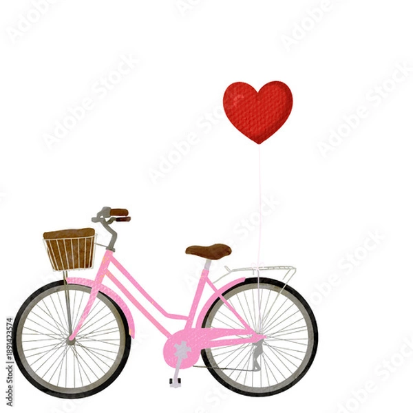 Obraz bicycle with heart balloon