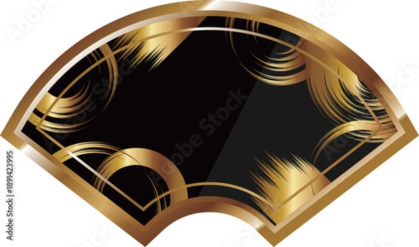 Obraz 高級感のある扇型のフレーム　ブラック＆ゴールド