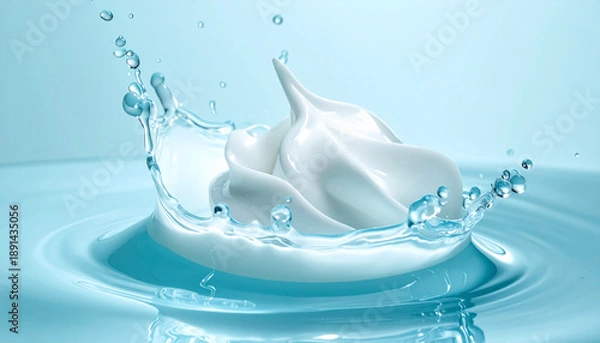 Obraz 水と白いクリームが織りなすダイナミックな飛沫