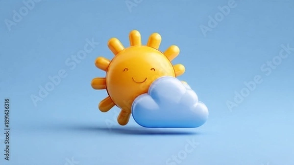 Obraz Cute cloud and sun icon