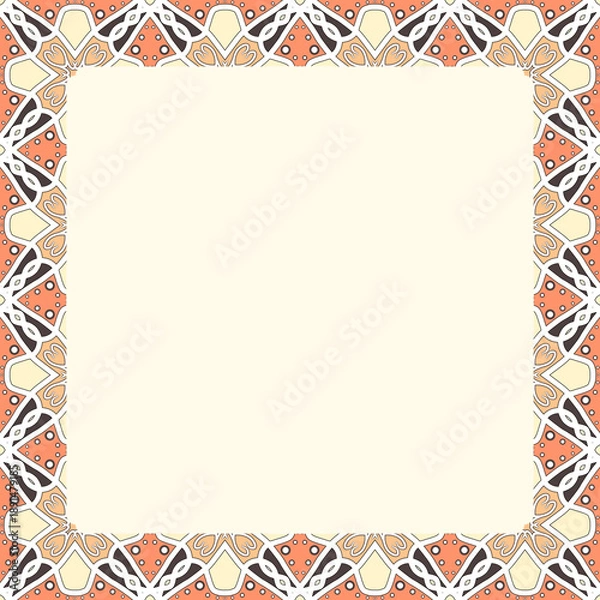 Obraz Ornate Geometric Square Frame with Abstract Patterned Border