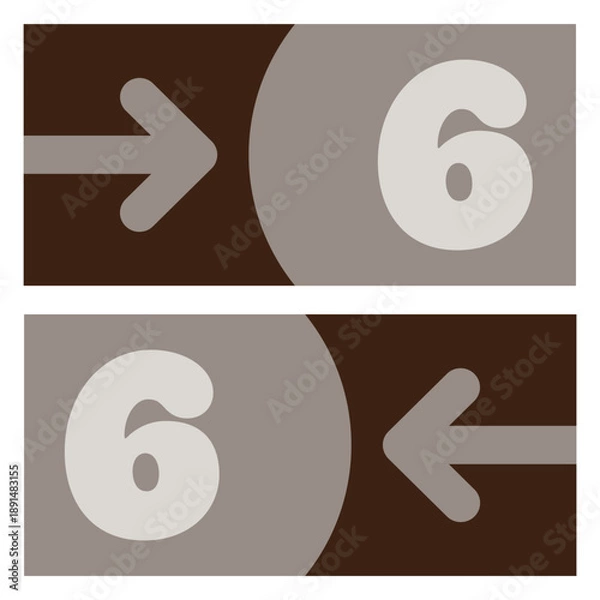 Obraz Numbered and colored sign indicating the direction