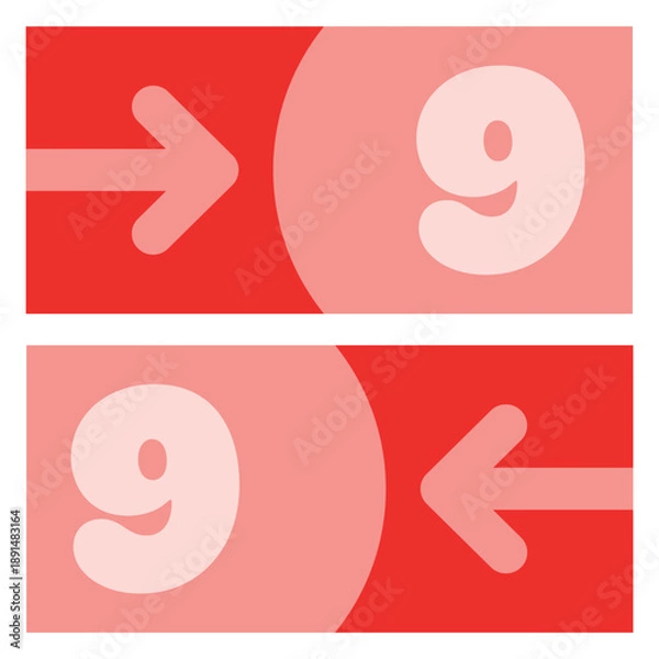 Obraz Numbered and colored sign indicating the direction