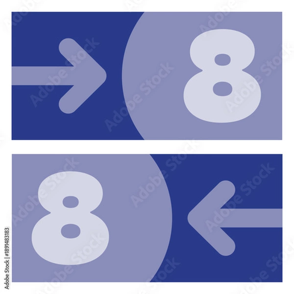 Obraz Numbered and colored sign indicating the direction