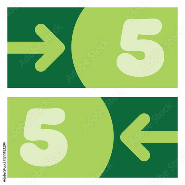 Obraz Numbered and colored sign indicating the direction