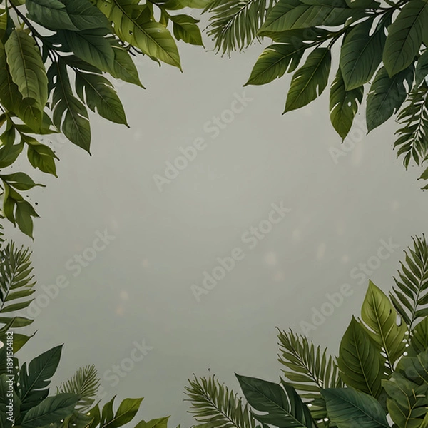 Obraz Border template with green leaves