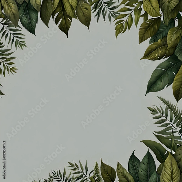 Obraz Border template with green leaves