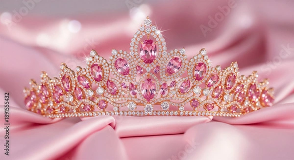 Obraz ピンクの宝石が輝くロイヤルティアラ｜優雅で華やかなプリンセスジュエリー
