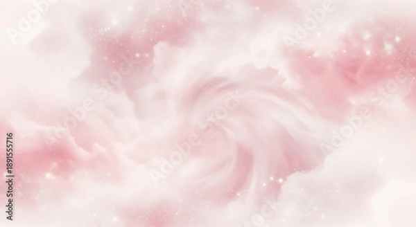 Obraz やわらかな雲ときらめく星が広がる幻想的な空｜ピンクトーンのドリーミー背景
